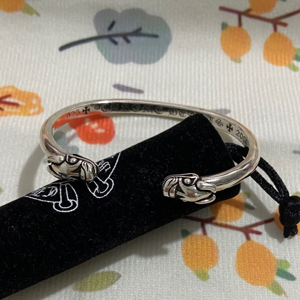Chrome Hearts Double-Headed Dog Sterling Silver Bangle